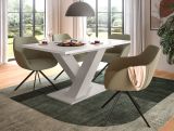 Esstisch Home-X in wei� und kaschmir Tisch ausziehbar 150 - 190 cm