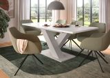 Esstisch Home-X in wei� und kaschmir Tisch ausziehbar 150 - 190 cm