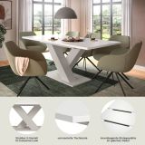 Esstisch Home-X in wei� und kaschmir Tisch ausziehbar 150 - 190 cm