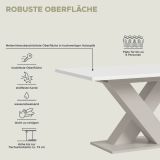 Esstisch Home-X in wei� und kaschmir Tisch ausziehbar 150 - 190 cm