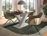 Esstisch Home-X in grau und kaschmir Tisch ausziehbar 150 - 190 cm