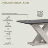 Esstisch Home-X in grau und kaschmir Tisch ausziehbar 150 - 190 cm