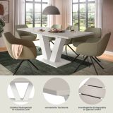 Esstisch Home-X in kaschmir und wei� Tisch ausziehbar 150 - 190 cm