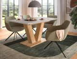 Esstisch Home-X in kaschmir und Artisan Eiche Tisch ausziehbar 150 - 190 cm