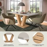 Esstisch Home-X in kaschmir und Artisan Eiche Tisch ausziehbar 150 - 190 cm