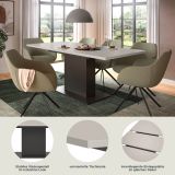 Esstisch Home-X in kaschmir und grau S�ulentisch ausziehbar 150 - 190 cm