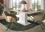 Esstisch Home-X in kaschmir und wei� S�ulentisch ausziehbar 150 - 190 cm