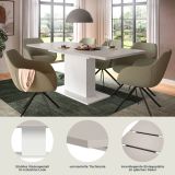 Esstisch Home-X in kaschmir und wei� S�ulentisch ausziehbar 150 - 190 cm