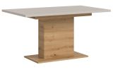 Esstisch Home-X in kaschmir und Artisan Eiche S�ulentisch ausziehbar 150 - 190 cm
