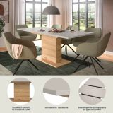 Esstisch Home-X in kaschmir und Artisan Eiche S�ulentisch ausziehbar 150 - 190 cm