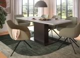 Esstisch Home-X in kaschmir und grau S�ulentisch ausziehbar 150 - 190 cm