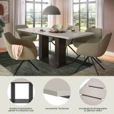 Esstisch Home-X in kaschmir und grau S�ulentisch ausziehbar 150 - 190 cm