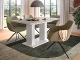 Esstisch Home-X in kaschmir und wei� S�ulentisch ausziehbar 150 - 190 cm