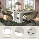 Esstisch Home-X in kaschmir und wei� S�ulentisch ausziehbar 150 - 190 cm