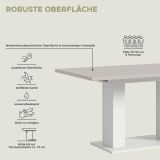 Esstisch Home-X in kaschmir und wei� S�ulentisch ausziehbar 150 - 190 cm