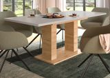 Esstisch Home-X in kaschmir und Artisan Eiche S�ulentisch ausziehbar 150 - 190 cm