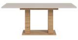 Esstisch Home-X in kaschmir und Artisan Eiche S�ulentisch ausziehbar 150 - 190 cm