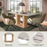 Esstisch Home-X in kaschmir und Artisan Eiche S�ulentisch ausziehbar 150 - 190 cm