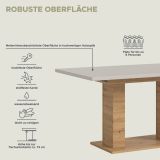 Esstisch Home-X in kaschmir und Artisan Eiche S�ulentisch ausziehbar 150 - 190 cm