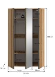 Kleiderschrank Bj�rke in Artisan Eiche und grau Dreht�renschrank mit Spiegel 120 x 192 cm