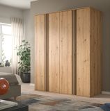 Kleiderschrank Bj�rke in Artisan Eiche und grau Dreht�renschrank 4-t�rig 160 x 192 cm
