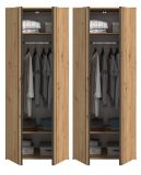Kleiderschrank Bj�rke in Artisan Eiche und grau Dreht�renschrank 4-t�rig 160 x 192 cm