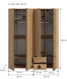Kleiderschrank Bj�rke in Artisan Eiche und grau Dreht�renschrank 4-t�rig 160 x 192 cm