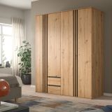 Kleiderschrank Bj�rke in Artisan Eiche und grau Dreht�renschrank 4-t�rig 160 x 192 cm