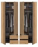 Kleiderschrank Bj�rke in Artisan Eiche und grau Dreht�renschrank 4-t�rig 160 x 192 cm