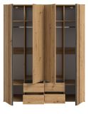 Kleiderschrank Bj�rke in Artisan Eiche und grau Dreht�renschrank 4-t�rig 160 x 192 cm