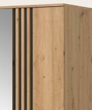 Kleiderschrank Bj�rke in Artisan Eiche und grau Dreht�renschrank mit Spiegel 280 x 192 cm