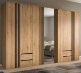 Kleiderschrank Bj�rke in Artisan Eiche und grau Dreht�renschrank mit Spiegel 280 x 192 cm