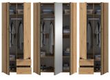 Kleiderschrank Bj�rke in Artisan Eiche und grau Dreht�renschrank mit Spiegel 280 x 192 cm