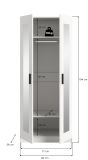 Kleiderschrank Jondal in wei� Dreht�renschrank mit Spiegel 2-t�rig skandinavisch 80 x 194 cm