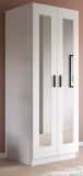 Kleiderschrank Jondal in wei� Dreht�renschrank mit Spiegel 2-t�rig skandinavisch 80 x 194 cm