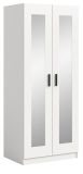 Kleiderschrank Jondal in wei� Dreht�renschrank mit Spiegel 2-t�rig skandinavisch 80 x 194 cm