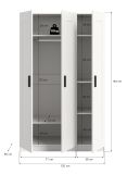 Kleiderschrank Jondal in wei� Dreht�renschrank 3-t�rig skandinavisch 120 x 194 cm