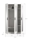 Kleiderschrank Jondal in wei� Dreht�renschrank mit Spiegel 3-t�rig skandinavisch 120 x 194 cm