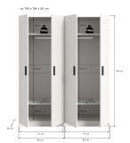 Kleiderschrank Jondal in wei� Dreht�renschrank 4-t�rig skandinavisch 160 x 194 cm