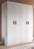 Kleiderschrank Jondal in wei� Dreht�renschrank 4-t�rig skandinavisch 160 x 194 cm
