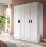 Kleiderschrank Jondal in wei� Dreht�renschrank 4-t�rig skandinavisch 160 x 194 cm