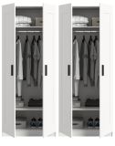 Kleiderschrank Jondal in wei� Dreht�renschrank 4-t�rig skandinavisch 160 x 194 cm
