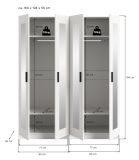 Kleiderschrank Jondal in wei� Dreht�renschrank mit Spiegel 4-t�rig skandinavisch 160 x 194 cm