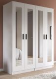 Kleiderschrank Jondal in wei� Dreht�renschrank mit Spiegel 4-t�rig skandinavisch 160 x 194 cm