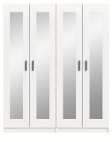 Kleiderschrank Jondal in wei� Dreht�renschrank mit Spiegel 4-t�rig skandinavisch 160 x 194 cm