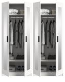 Kleiderschrank Jondal in wei� Dreht�renschrank mit Spiegel 4-t�rig skandinavisch 160 x 194 cm