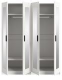 Kleiderschrank Jondal in wei� Dreht�renschrank mit Spiegel 4-t�rig skandinavisch 160 x 194 cm