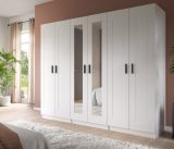 Kleiderschrank Jondal in wei� Dreht�renschrank mit Spiegel 6-t�rig skandinavisch 240 x 194 cm
