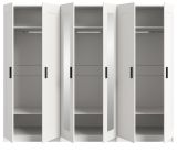 Kleiderschrank Jondal in wei� Dreht�renschrank mit Spiegel 6-t�rig skandinavisch 240 x 194 cm