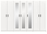 Kleiderschrank Jondal in wei� Dreht�renschrank mit Spiegel 7-t�rig skandinavisch 280 x 194 cm
